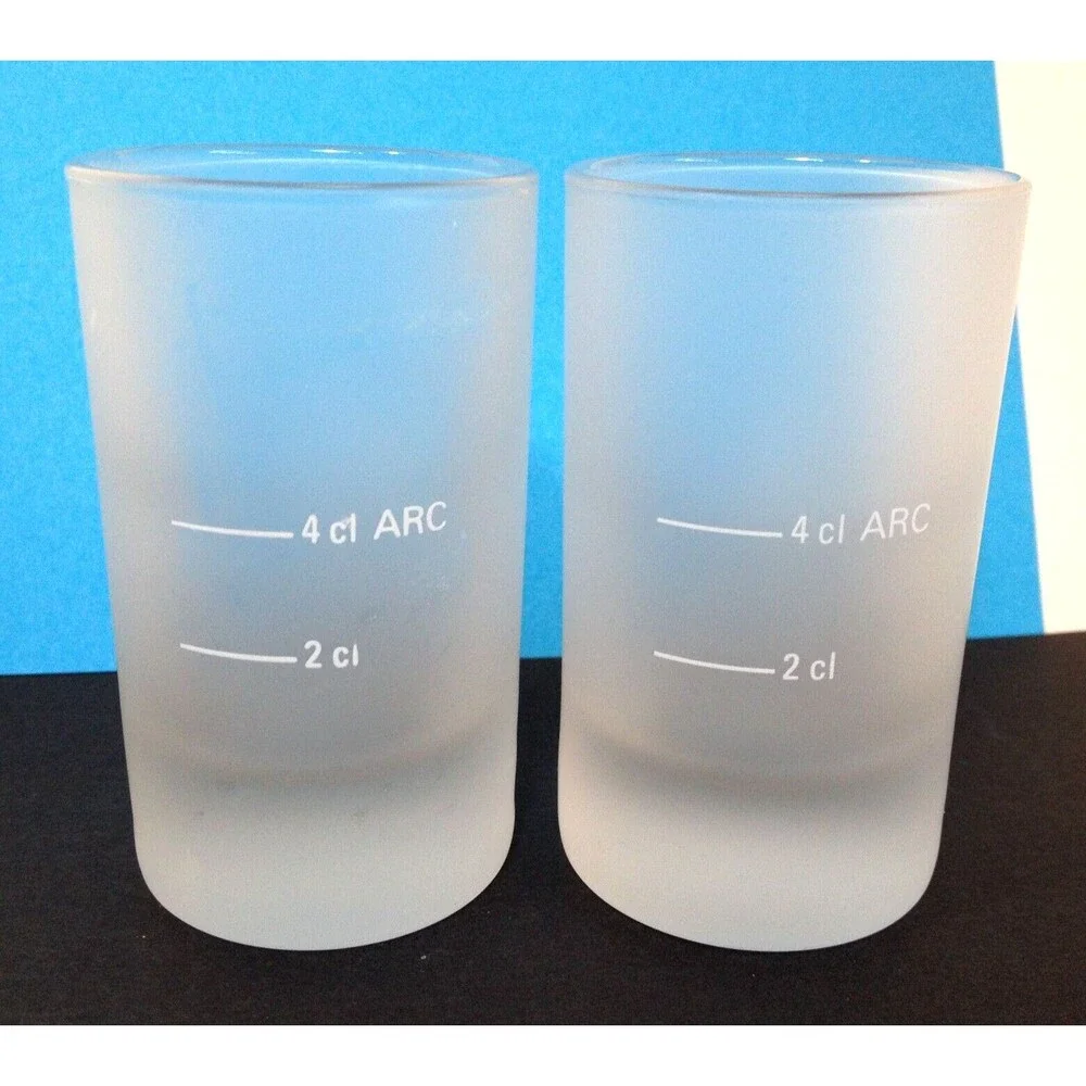2 Jagermeister Shot Glasses 4cl ARC Frosted Glass Jager Drink Measurements 2oz